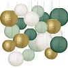 Набор подвесные фонарики 21 шт, белый+золото+фисташковый+т.фисташковый