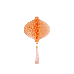 Бумажное украшение Шар-соты с кисточкой 20 см, персиковый