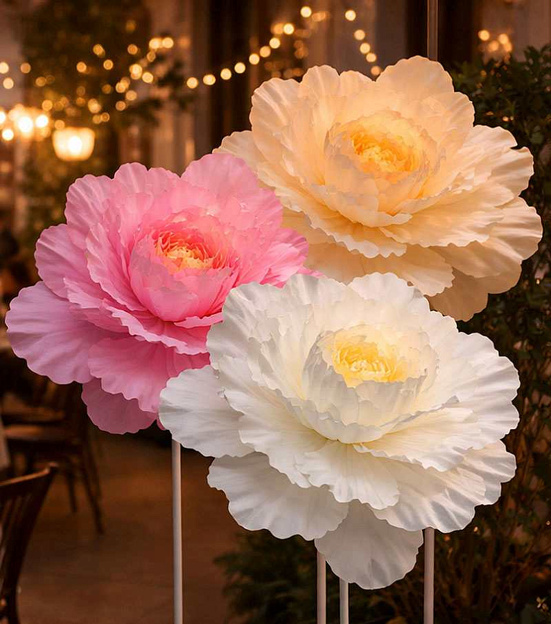 Бумажные цветы гофрированные 70 см